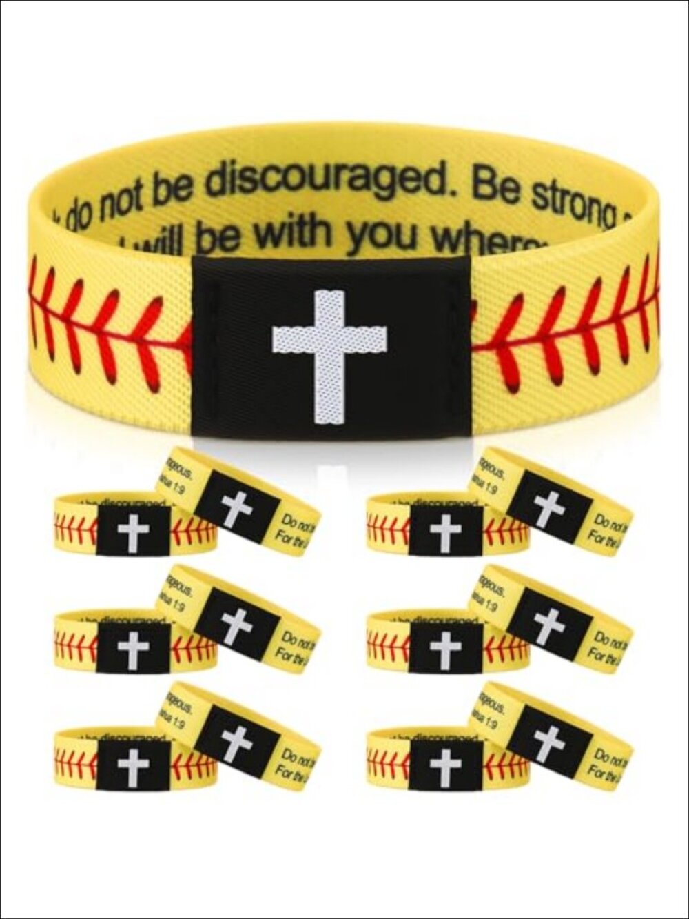 Softball Bible Verse Wristband Bracelet Set Woven Fabric NFC